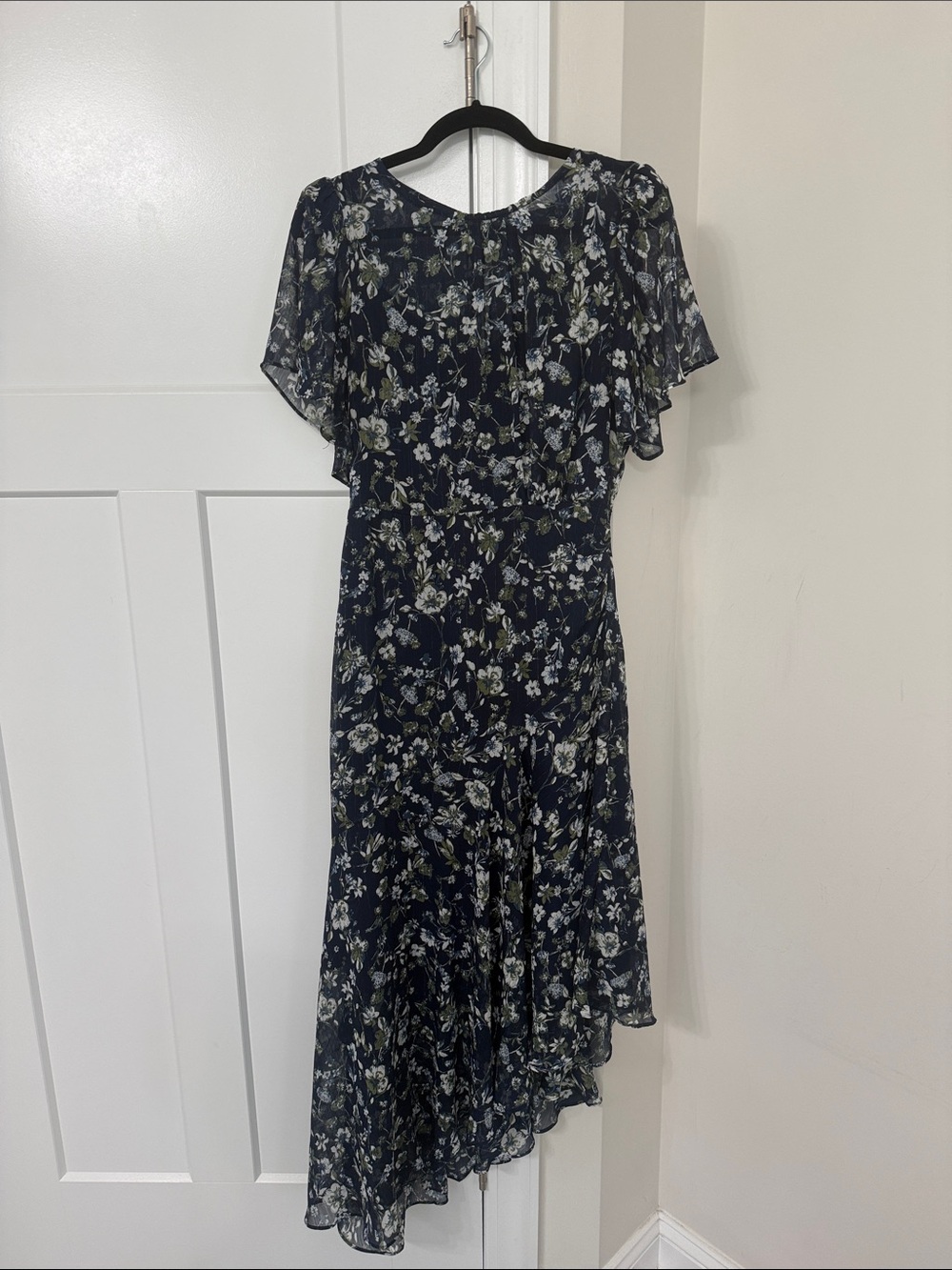 Astr Navy Floral High-Low Midi Dress- size Small